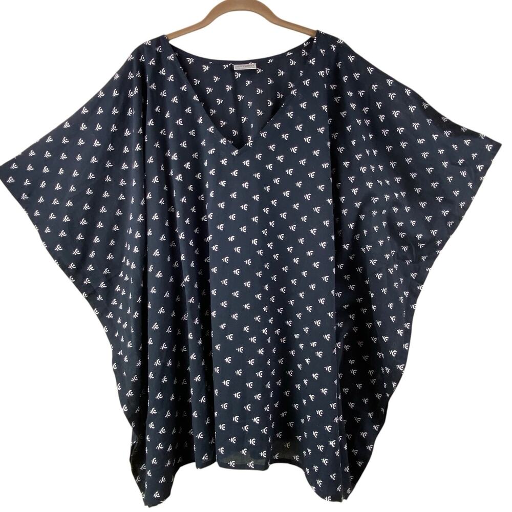 Gray Market Hand Block Printed Blouse One Size 100% Cotton Boho Beach